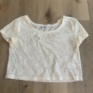 Express lace cream crop top size S